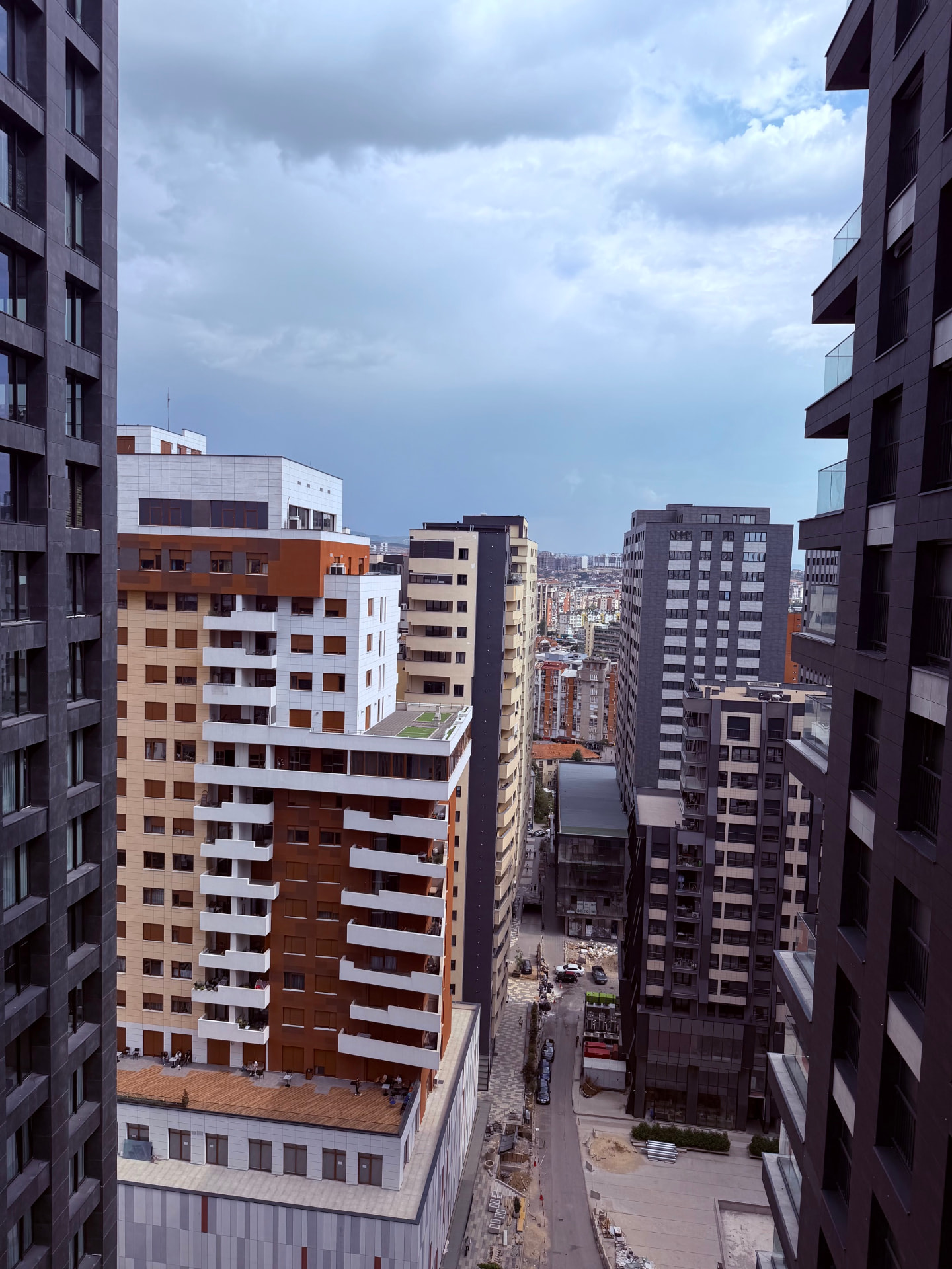 City view from the 19th-floor balcony at PRN CO-WORK, Prishtinë